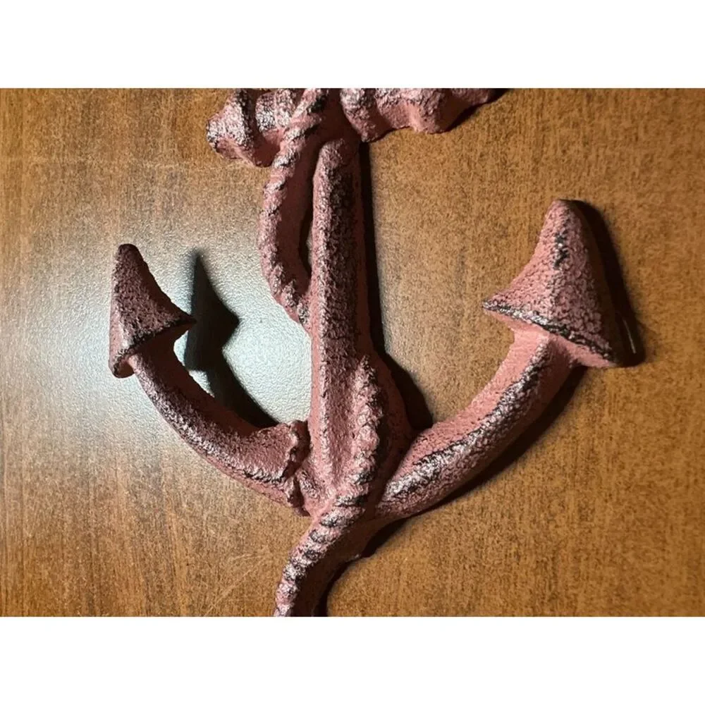 Set of 4 Cast Iron Ship Anchor Coat Hooks Decorative Hanger Coastal Wall Decor